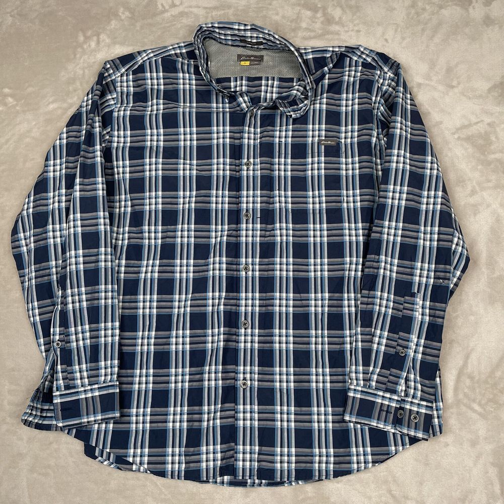 Eddie Bauer Shirt Mens 2XL Classic Fit Vented Plaid Multicolor Outdoor Hiking